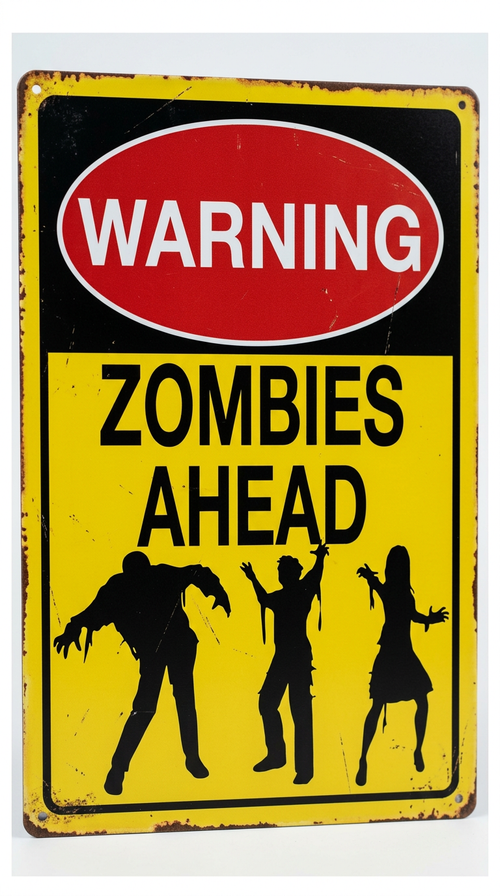 Zombies Ahead Sign (8X12in)