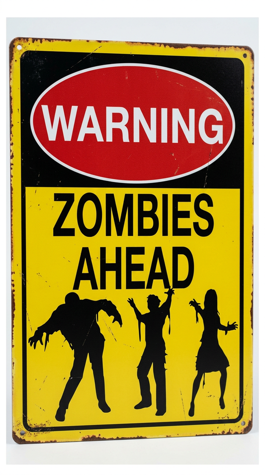 Zombies Ahead Sign (8X12in)